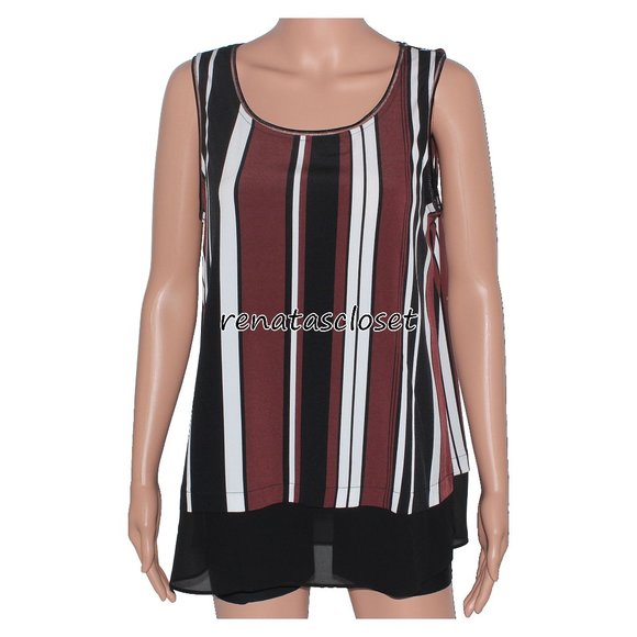 Alfani Women's Striped Overlay Blouse NWT - Picture 1 of 11